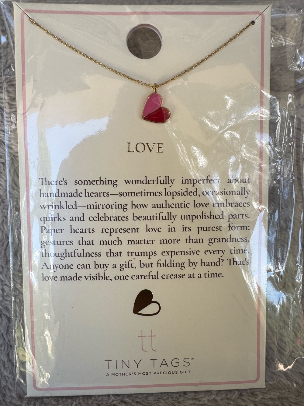 Tiny Tags 14k Gold Ion Plated Love Heart Charm Necklace